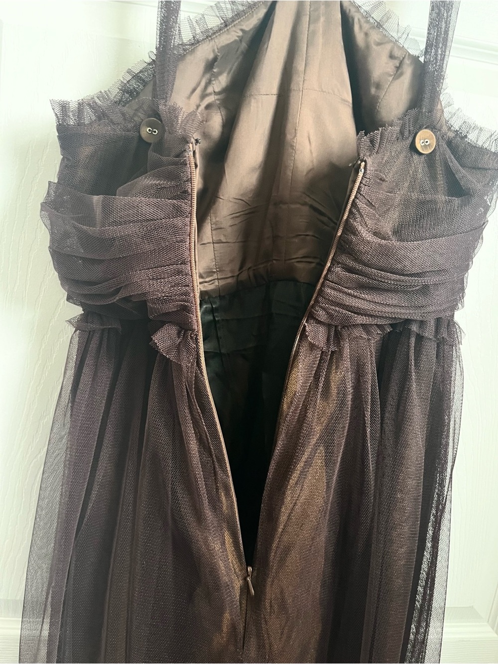 Vintage Vera Wang Maids Dress 10 Medium Whimsigoth Brown Tulle Mini Cocktail - Picture 8 of 10